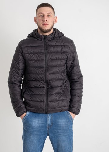 0023-4 Чорна чоловіча куртка (синтепон, 4 од., розміри напівбатал: L. XL. 2XL. 3XL) - фото 2