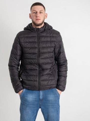 0023-4 Чорна чоловіча куртка (синтепон, 4 од., розміри напівбатал: L. XL. 2XL. 3XL)