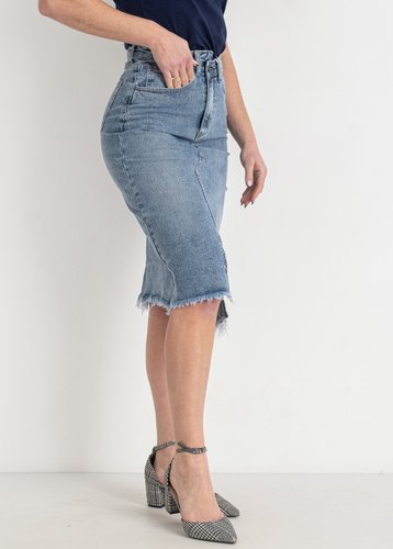 0072 Блакитна жіноча джинсова спідниця (NEW JEANS, стрейчева, 6 од., розміри норма: 25. 26. 27. 28. 29. 30) - фото 3