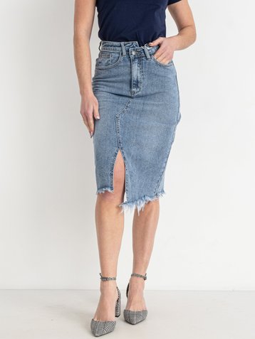 0072 Блакитна жіноча джинсова спідниця (NEW JEANS, стрейчева, 6 од., розміри норма: 25. 26. 27. 28. 29. 30)