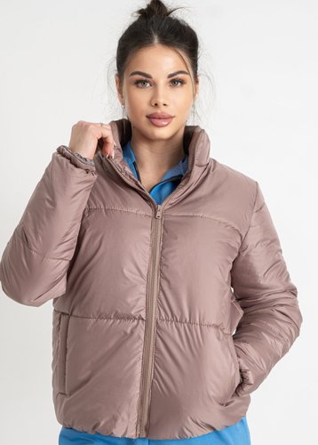 0420-32 Темно-бежева жіноча куртка (5'TH AVENUE, синтепон, 4 од., розміри норма: 42. 44. 46. 48) - фото 2