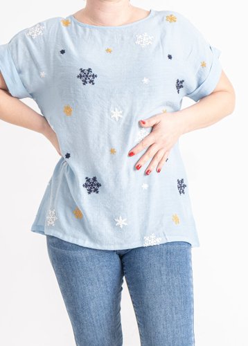 0703-42 Блакитна жіноча блузка (4 од., розміри батал: XL. 2XL. 3XL. 4XL) - фото 2