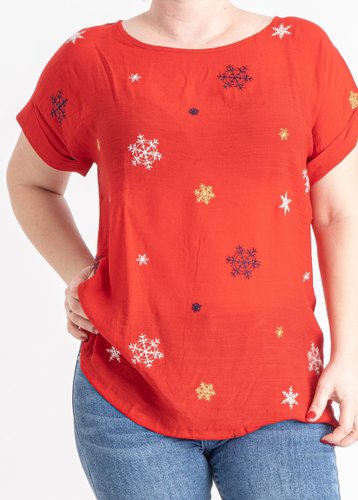 0703-5 Червона жіноча блузка (4 од., розміри батал: XL. 2XL. 3XL. 4XL) - фото 2