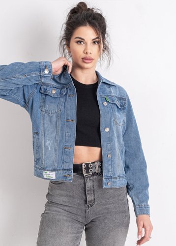 0910 Блакитна жіноча джинсова куртка (NEW JEANS, котонова, 6 од., розміри молодіжка: XS. S. M. L. XL. 2XL) - фото 2