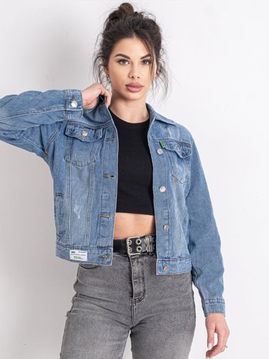 0910 Блакитна жіноча джинсова куртка (NEW JEANS, котонова, 6 од., розміри молодіжка: XS. S. M. L. XL. 2XL)