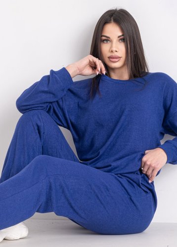 1730-20 Синій жіночий спортивний костюм (SARA, ангоровий, 4 од., розміри напівбатал: 46-48. 46-48. 50-52. 50-52) - фото 2