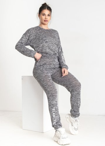 1730-661 Темно-сірий жіночий спортивний костюм (SARA, ангоровий, 4 од., розміри напівбатал: 46-48. 46-48. 50-52. 50-52) - фото 2