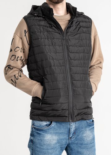 2303-16 Чорна чоловіча жилетка (синтепон, 6 ед. розміри норма: M. L. XL. 2XL. 3XL, один розмір дублюється) - фото 2