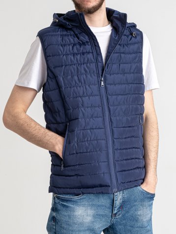 2303-2 Синя чоловіча жилетка (синтепон, 5 ед. розміри норма: M. L. XL. 2XL. 3XL)