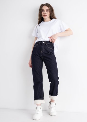 3795 Темно-сині жіночі джинси-кльош (E-COOL JEANS, котонові, 6 од., розміри норма: S. S. M. M. L. L) - фото 2