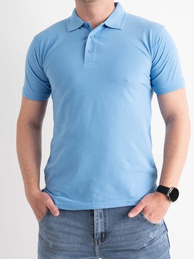 3827-42 Блакитне чоловіче поло (AMERICAN STYLE, 6 од., розміри норма: S. M. L. XL. 2XL. 3XL)