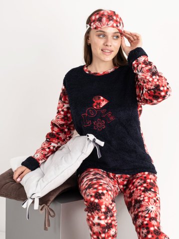 4758-2 Темно-синя жіноча піжама з принтом (4 од., розміри норма: M. L. XL. 2XL)